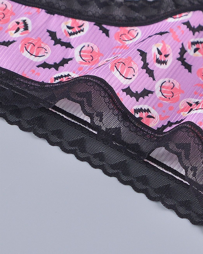 3-Pack Sexy Halloween Print Lace Panties