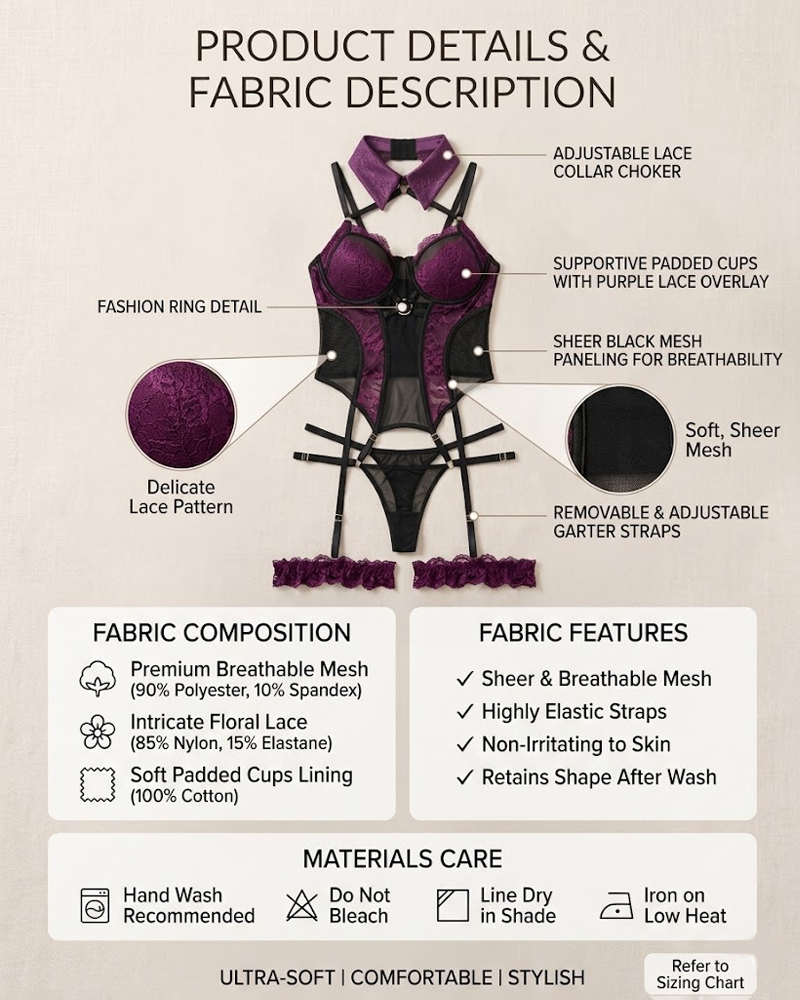 Lace Mesh Patchwork Crisscross Lingerie Bodysuit