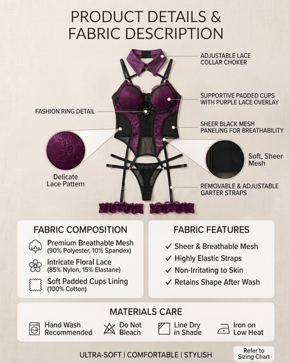 Lace Mesh Patchwork Crisscross Lingerie Bodysuit