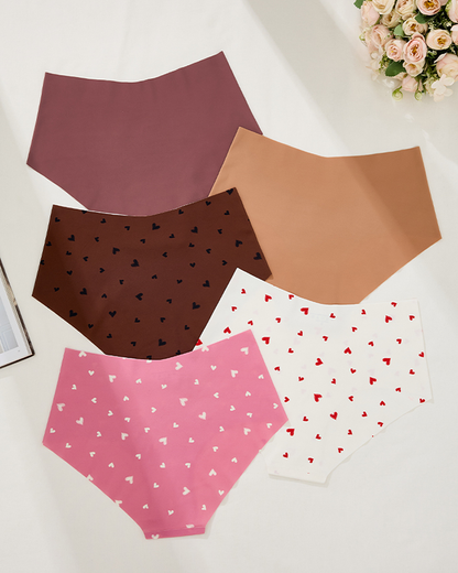 High-Waisted Heart Print Invisible Panties