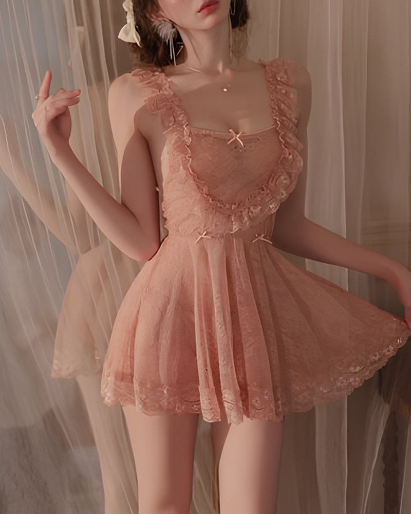 Sexy Lace Back Slit Nightgowns with Open-Back Design