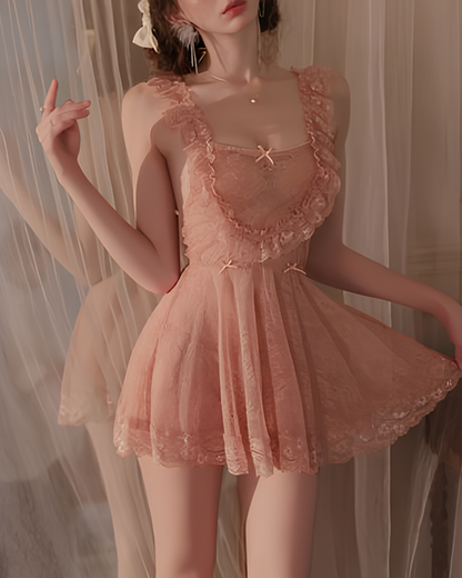 Sexy Lace Back Slit Nightgowns with Open-Back Design
