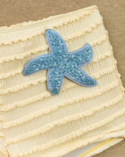 Halter Neck Starfish Sequin Embroidered Two-Piece Bikini Set