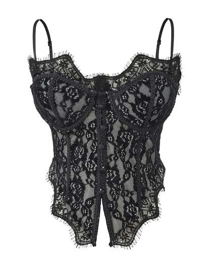Sexy Boned Corset Lace Mesh Patchwork Cami Top