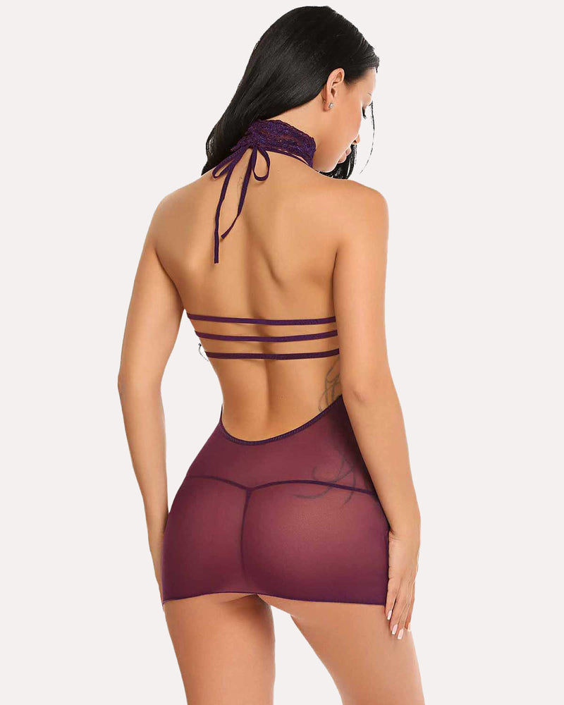 Lace Chemise Halter Dress
