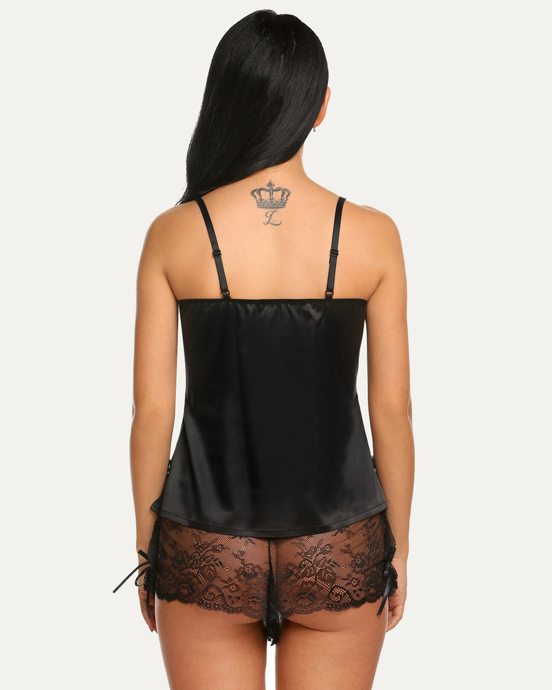 Lace Cami and Shorts Satin Sets