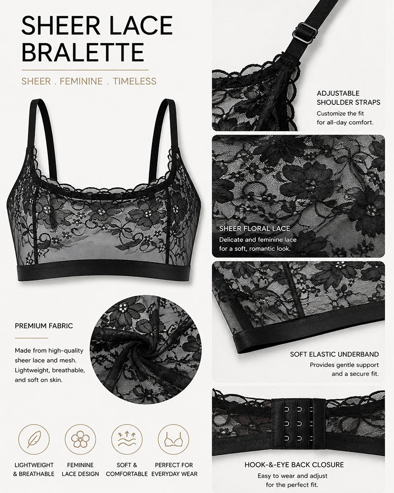 Three-Pack Sexy Floral Lace See-through Mesh Bra