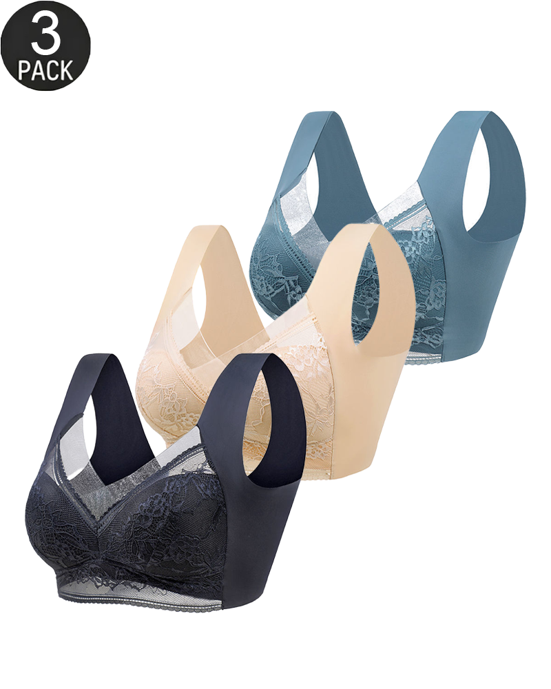 3-Pack Plus Size Seamless Comfort Lace Bras