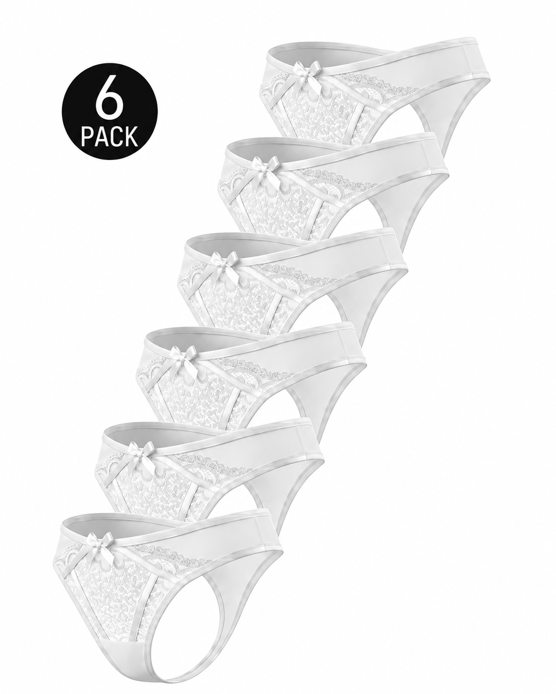 6-Pack Sexy Lace Colorblock Breathable Thongs