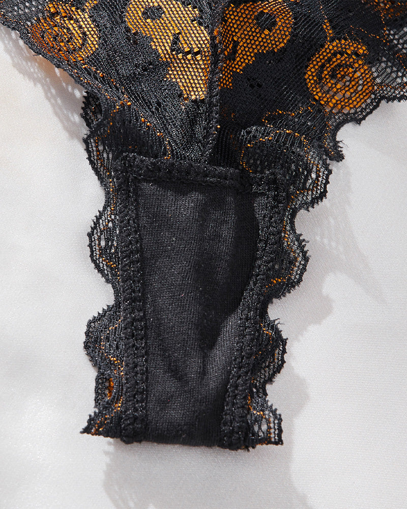 Halloween Sexy Pumpkin Pattern Lingerie Set
