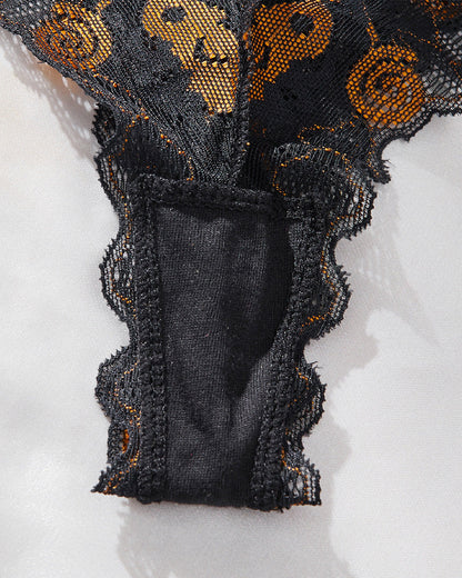 Halloween Sexy Pumpkin Pattern Lingerie Set