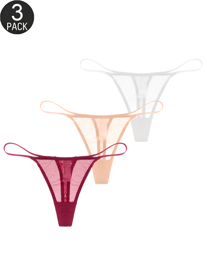 3-Pack Low-Rise String Thong Panties – Solid & Mixed Print Sets