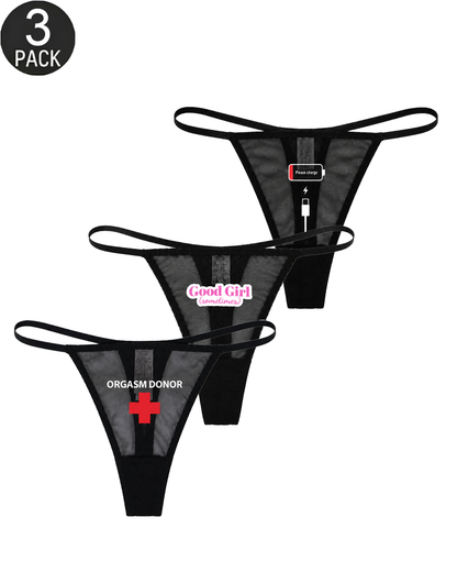 3-Pack Low-Rise String Thong Panties – Solid & Mixed Print Sets