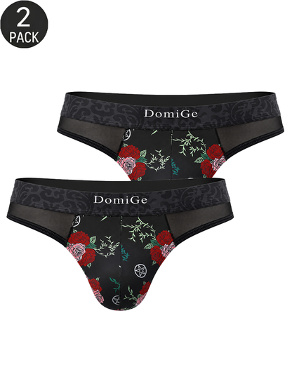 2-Pack Sexy Men's Printed Mesh Low-Rise Thongs