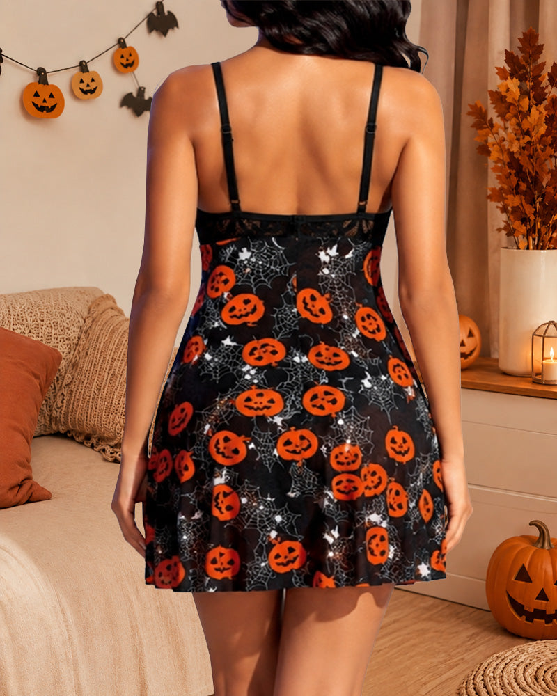 Halloween Sexy Lace Deep V Bodysuit Lingerie