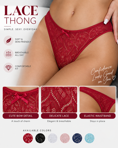 4/6-Pack Lace High-Waisted Thong Panties Multi-Color Set