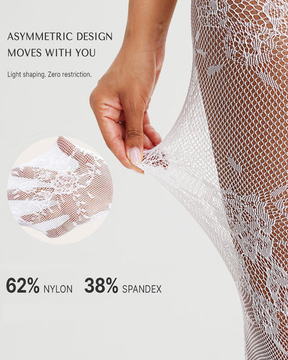 High Waist Control Tummy Floral Lace Shaping Pantyhose