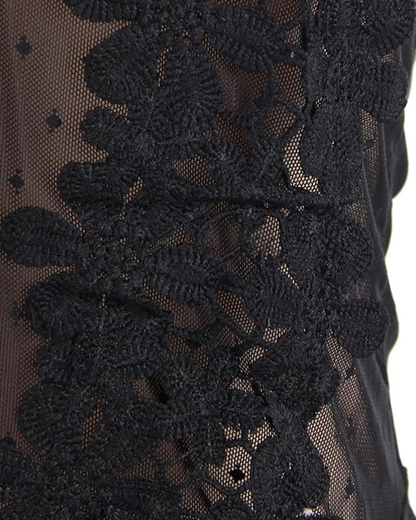 Plus Size Floral Lace Mesh Ruffle Babydoll Lingerie