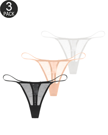 3-Pack Low-Rise String Thong Panties – Solid & Mixed Print Sets