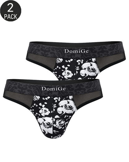 2-Pack Sexy Men's Printed Mesh Low-Rise Thongs