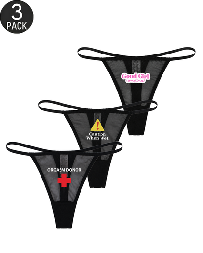 3-Pack Low-Rise String Thong Panties – Solid & Mixed Print Sets