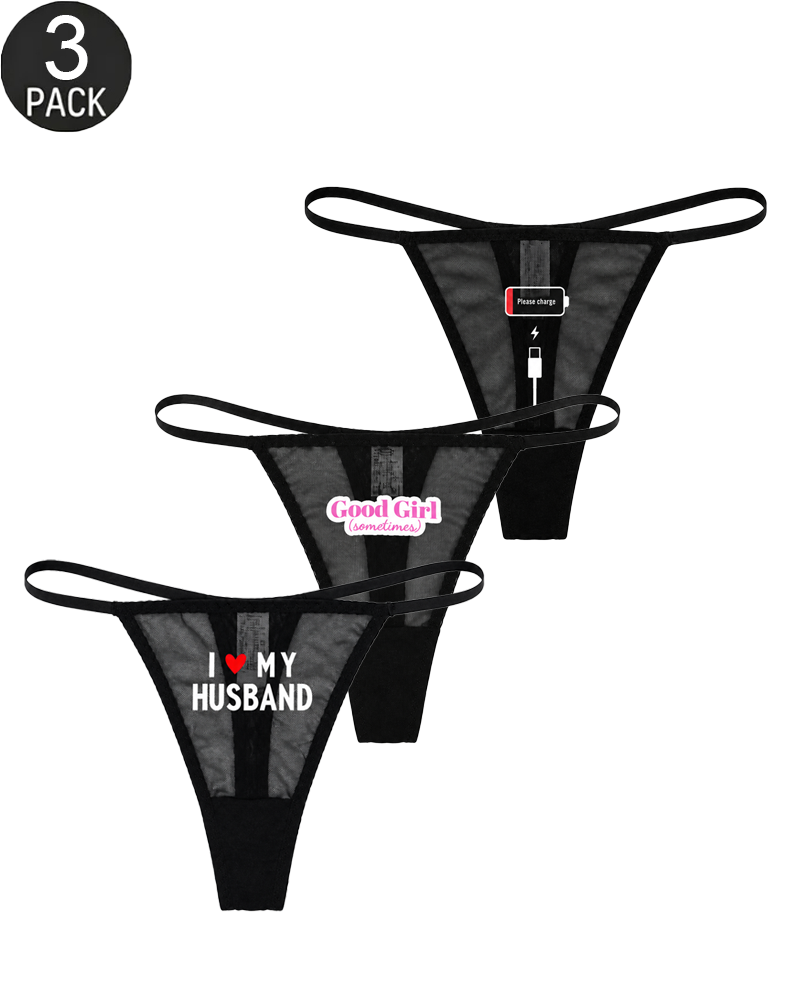 3-Pack Low-Rise String Thong Panties – Solid & Mixed Print Sets