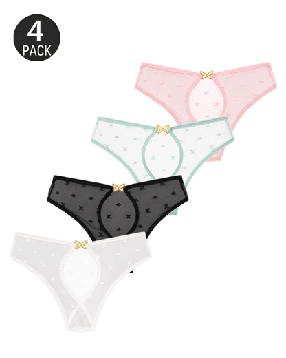 4-Pack Sexy Cutout Metal Butterfly Detail Panties