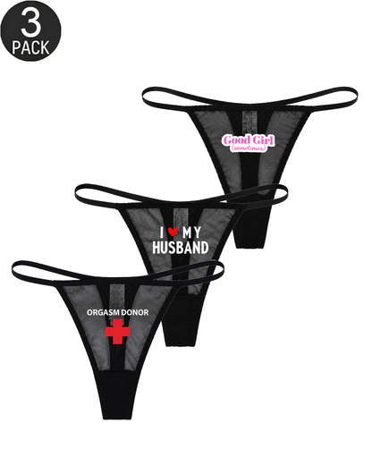 3-Pack Low-Rise String Thong Panties – Solid & Mixed Print Sets