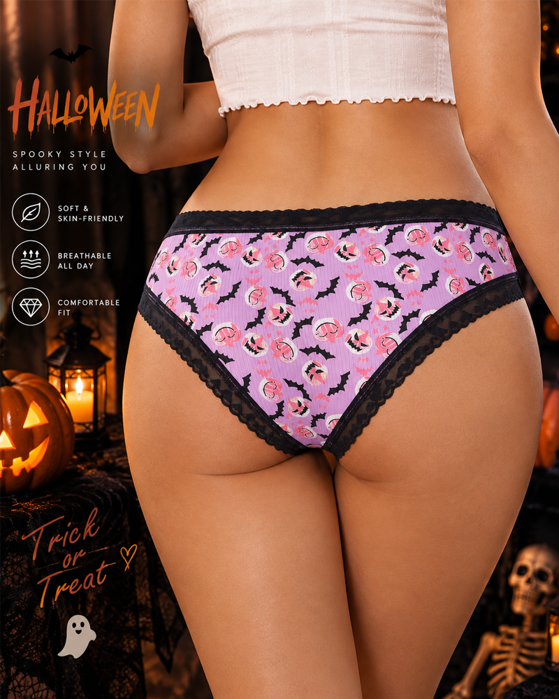 3-Pack Sexy Halloween Print Lace Panties