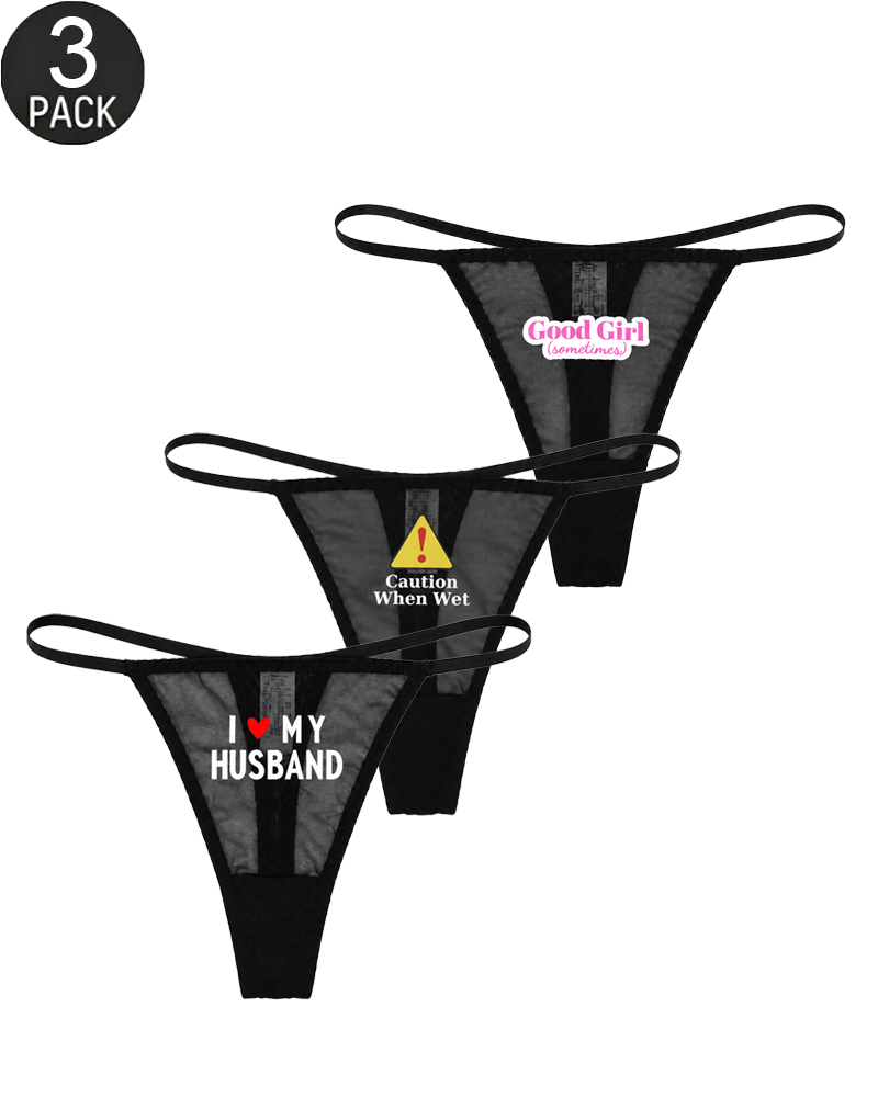 3-Pack Low-Rise String Thong Panties – Solid & Mixed Print Sets