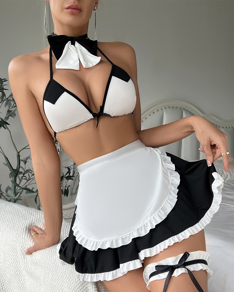 Sexy Pumpkin Maid Halloween Lingerie Costume Set