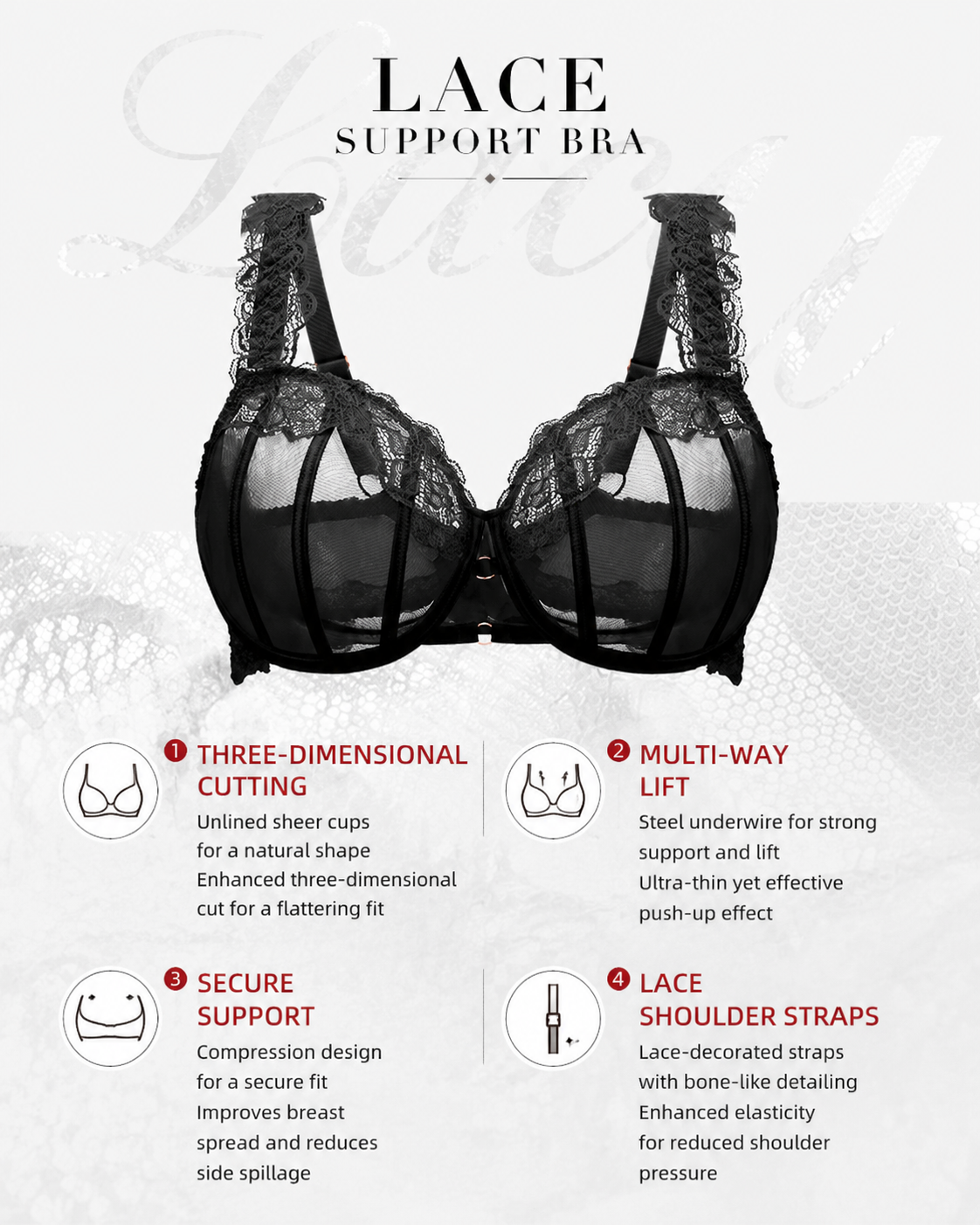 Sexy Lace See-Through Mesh Push-Up Bra