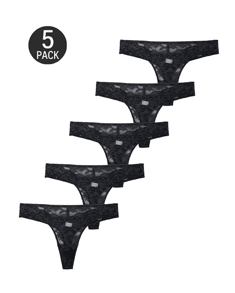 5-Pack Sexy Lace Openwork Seamless Thongs