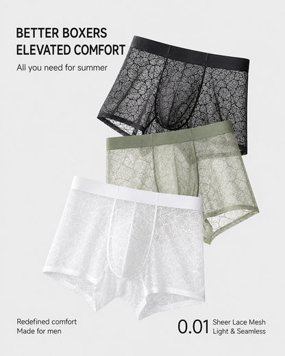 Men's Ultra-thin Lace Breathable Mesh Boxer Briefs