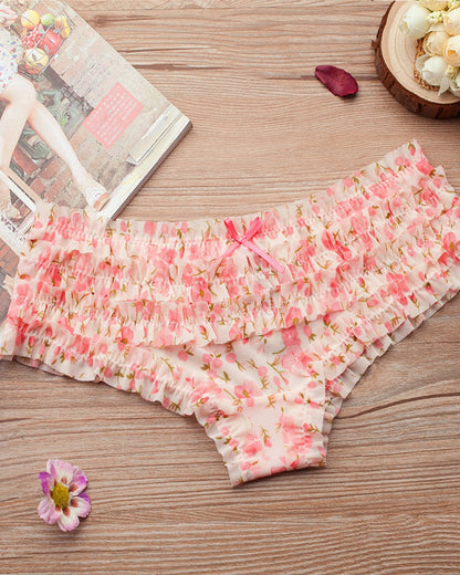 Floral Lace Ruffle Breathable Panties